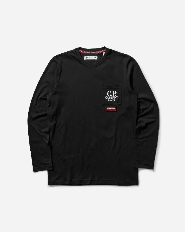 Men’s crisp slim shirt-Men's C.P. Company SPZL Pocket Longsleeve T-Shirt Black