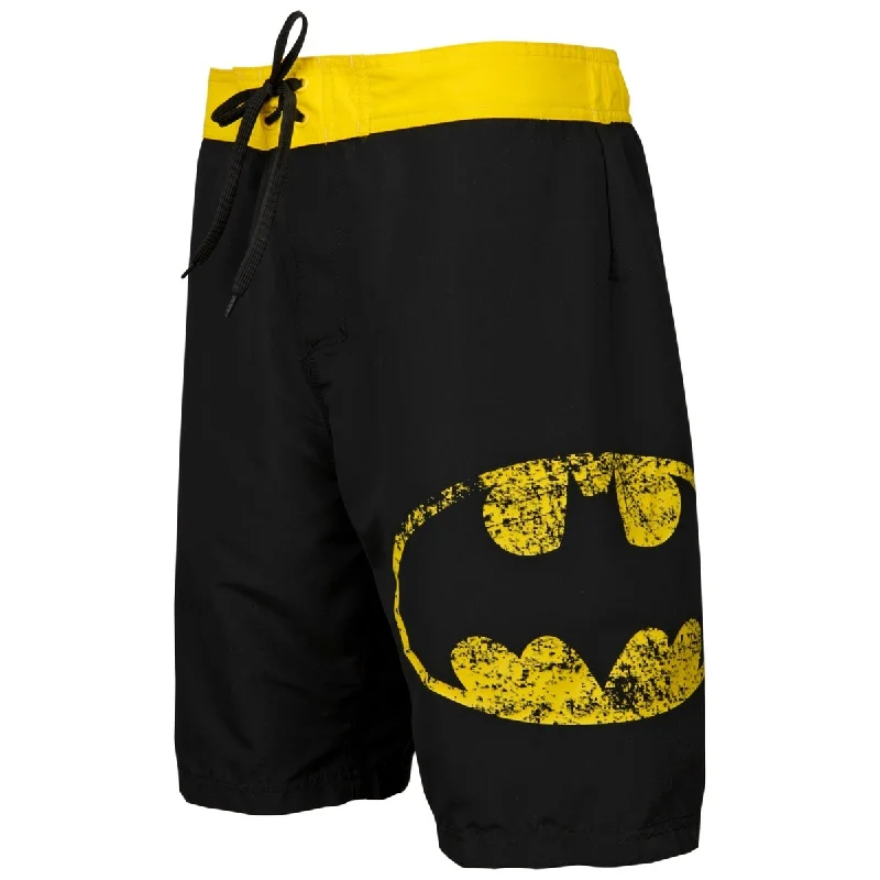 Men’s neat straight denim-Batman Symbol Heather Black Board Shorts