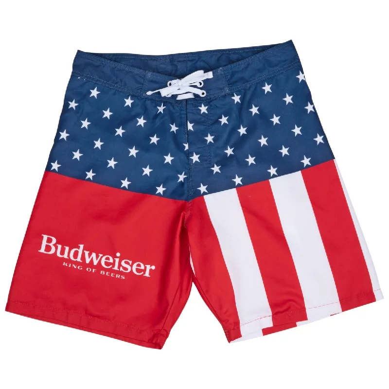 Men’s faded skinny jeans-Budweiser King Of Beers Stars And Stripes Mens Swim Trunks Board Shorts