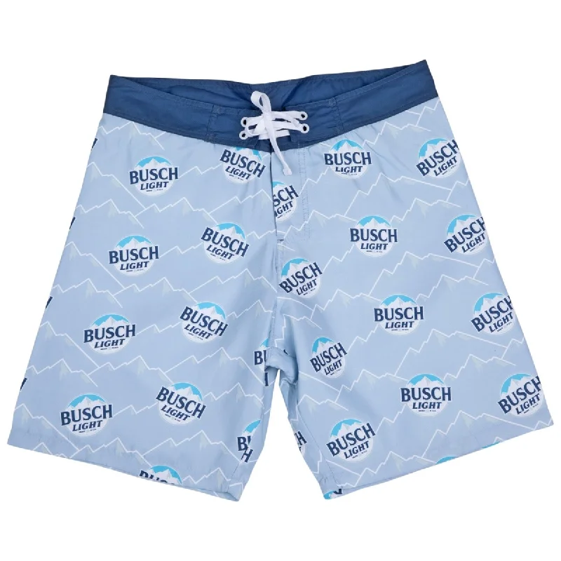 Men’s elastic jogger denim-Busch Light Logo And Mountain Range All Over Print Board Shorts