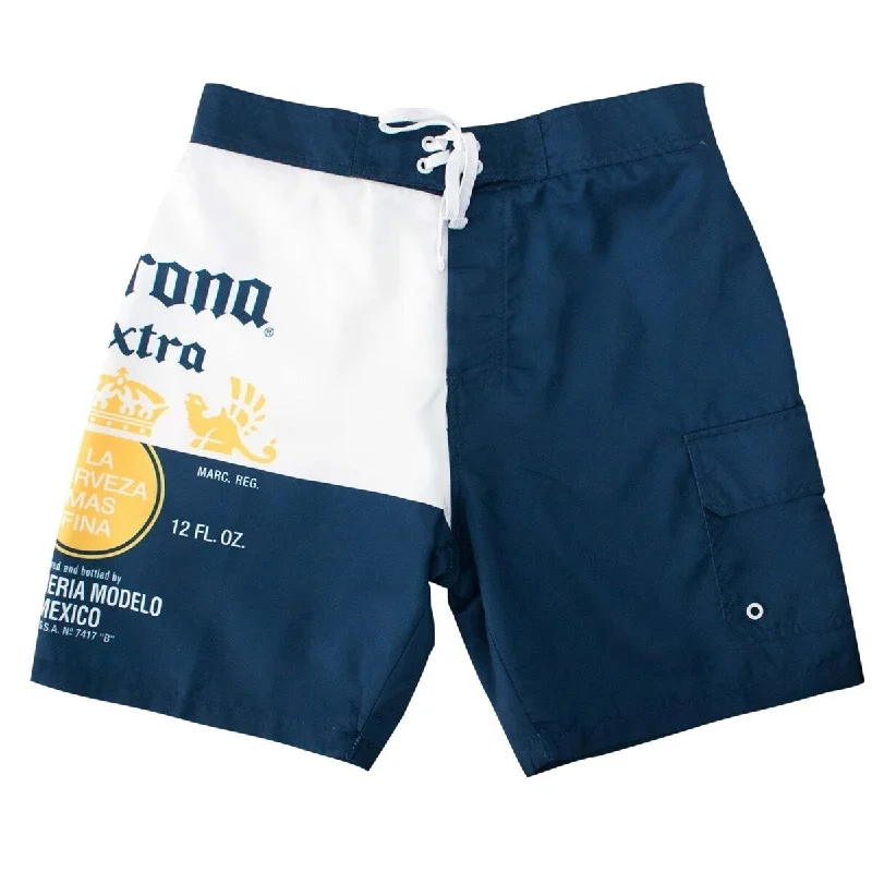 Men’s elastic denim jeans-Corona Extra Bottle Label Mens Board Shorts