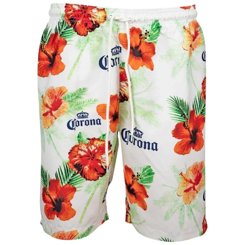 Men’s ventilated cargo pants-Corona Extra Floral Beach Board Shorts