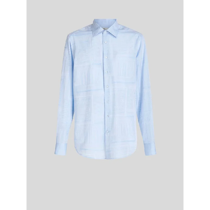 Men’s worn denim shirt-Cotton Jacquard Shirt