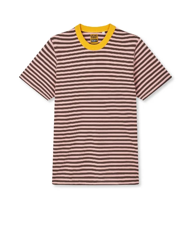 Men’s easygoing casual top-Cotton Jersey Frode Montana Tee, Stripe/Sunset Gold