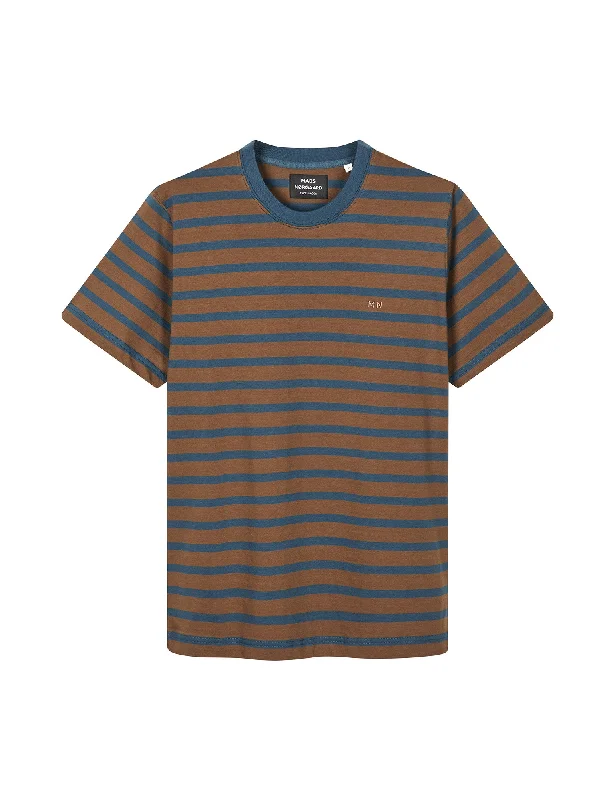 Men’s fun print tee-Cotton Jersey Stripe Frode Tee, Midnight Navy/Desert Palm