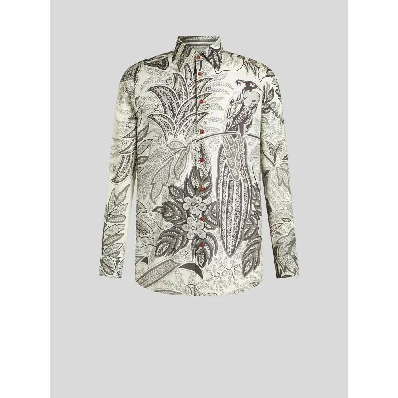 Men’s suave white shirt-COTTON SHIRT WITH PRINT