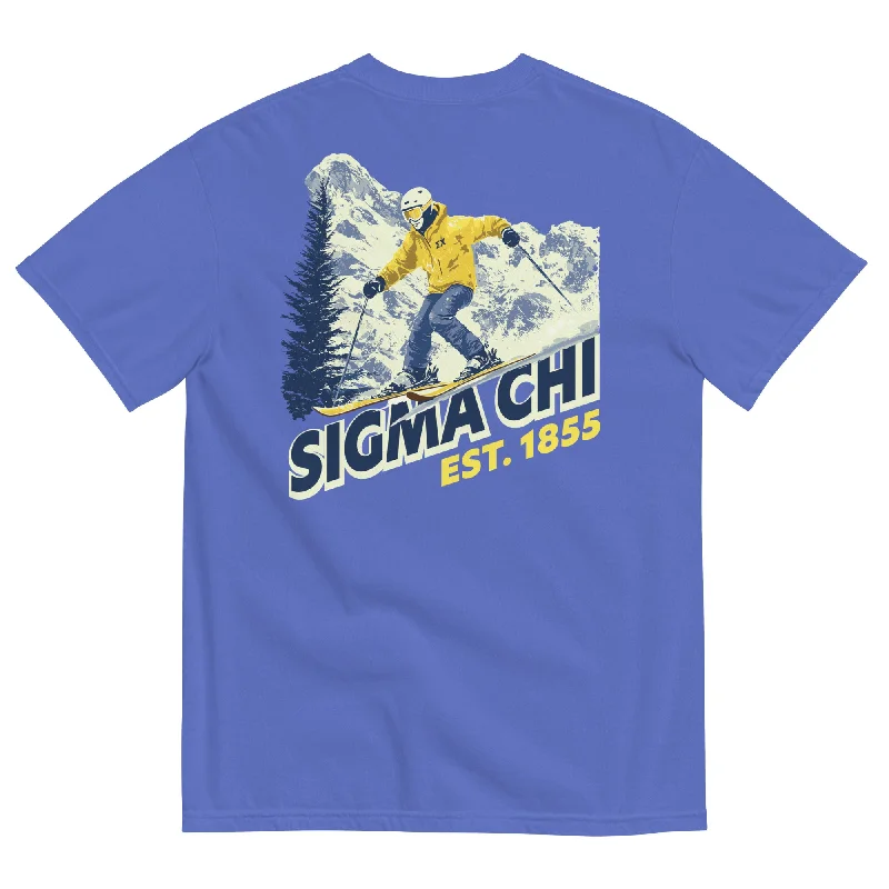 Men’s tough Henley tee-Drop 010: Sigma Chi Ski Club T-Shirt