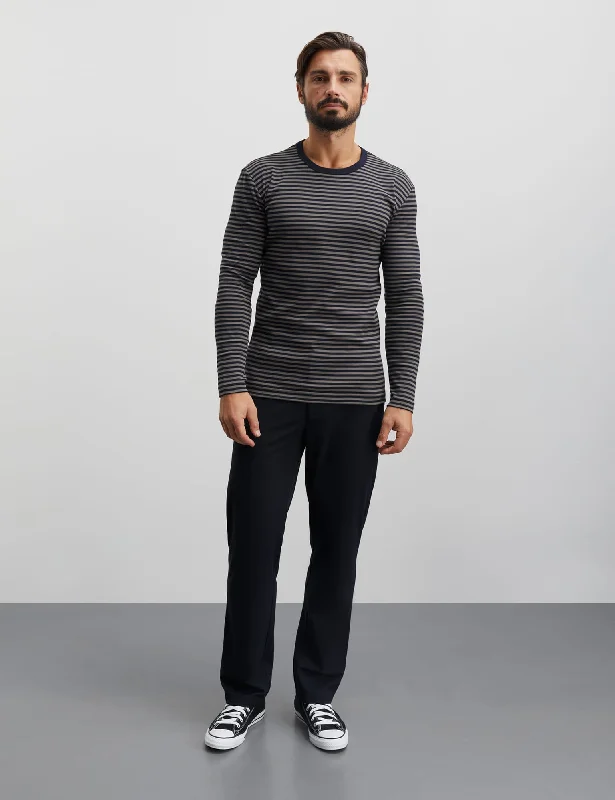 Men’s roam-ready shirt-Duo Rib Tobias Tee LS, Charcoal Gray/Deep Well