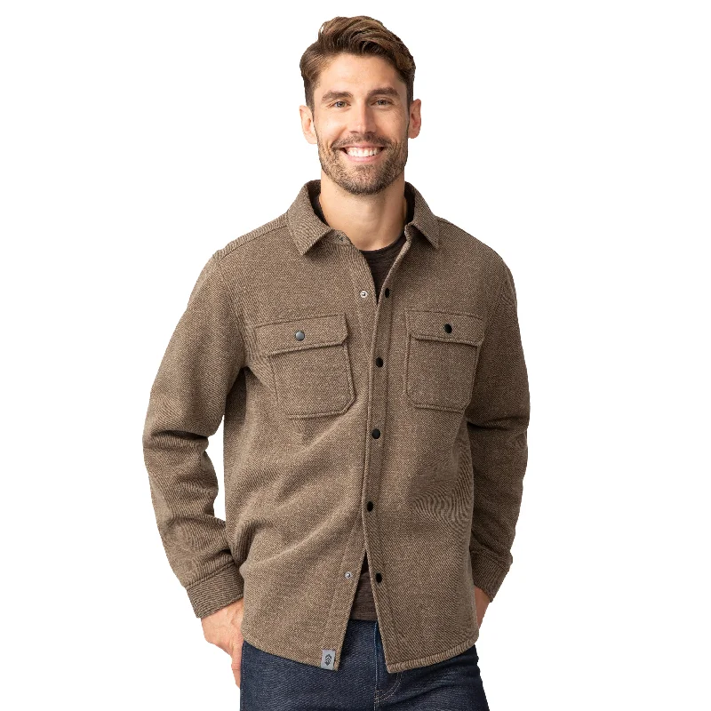 Men’s snug linen top-Free Country Men's Fleece Twill Snap Front Shirt