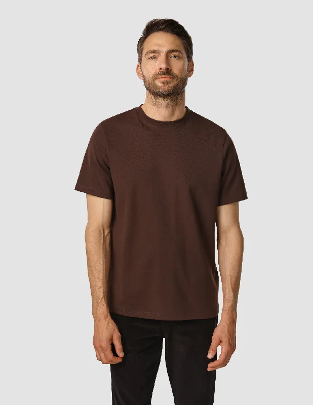 Men’s breezy casual shirt-Heavy Box Fit T-shirt Espresso