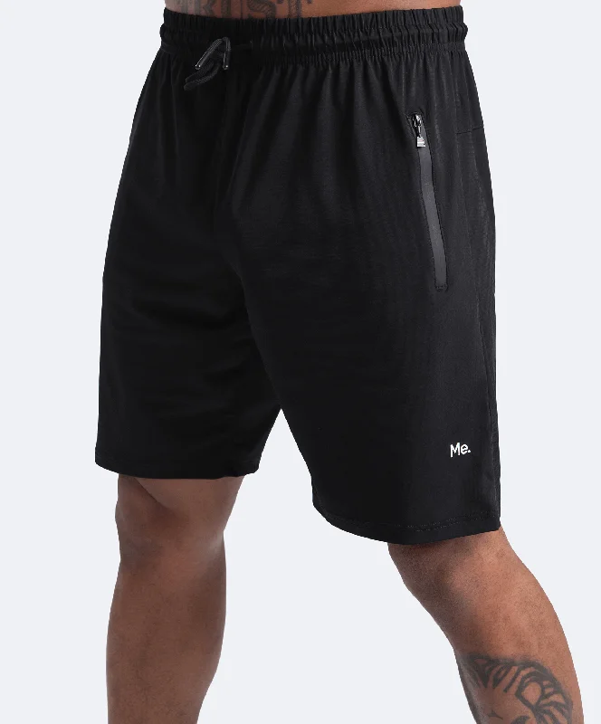 Men’s relaxed straight trousers-Jet Black Gym Shorts