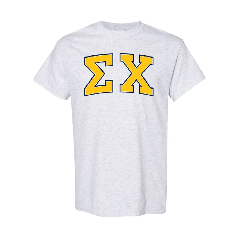 Men’s tropical graphic shirt-Sigma Chi Letters T-Shirt (Grey)