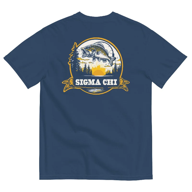 Men’s funky graphic top-Sigma Chi Fishing T-Shirt by Comfort Colors (2024)