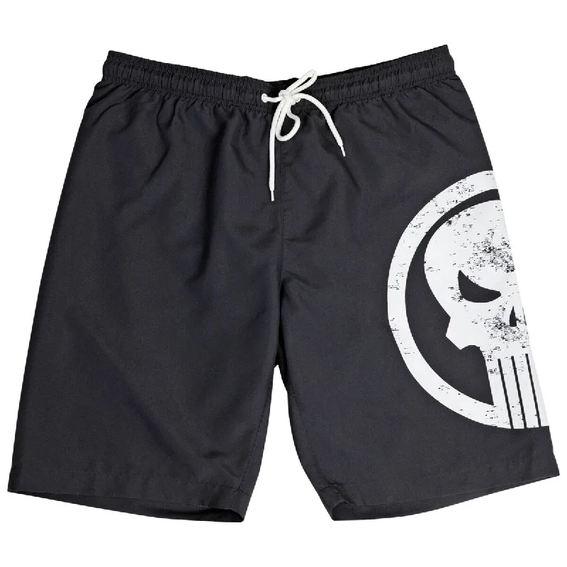 Men’s ventilated khaki pants-Marvel Comics The Punisher Skull Symbol Board Shorts