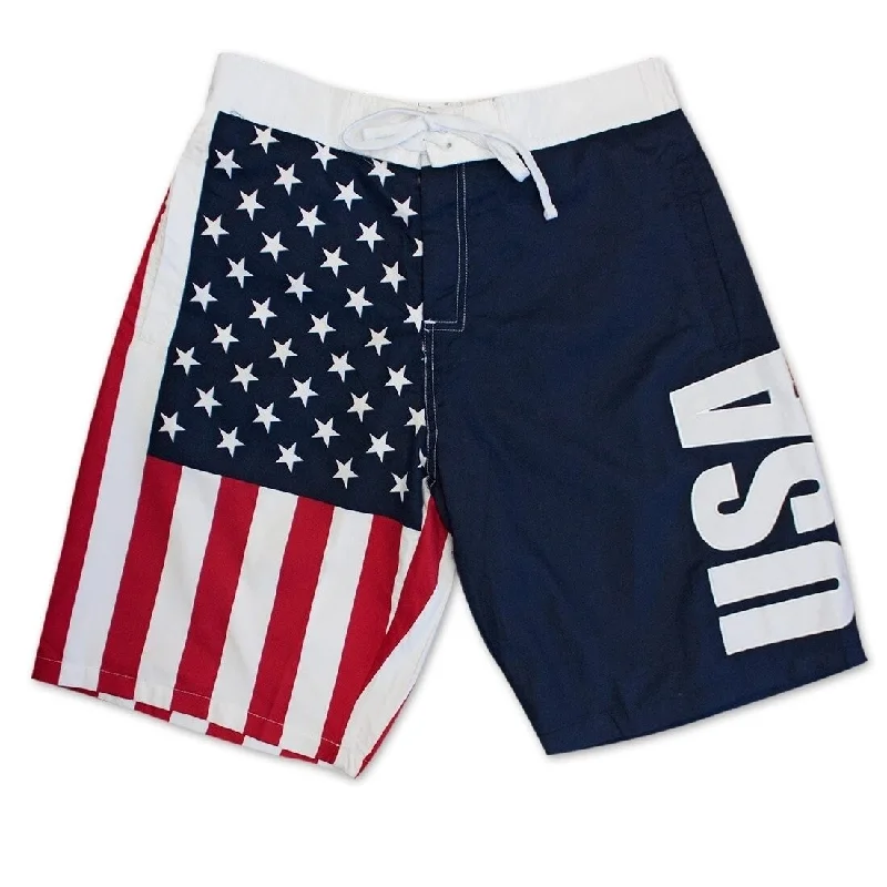 Men’s refined jogger pants-Mens American Flag Usa Board Shorts