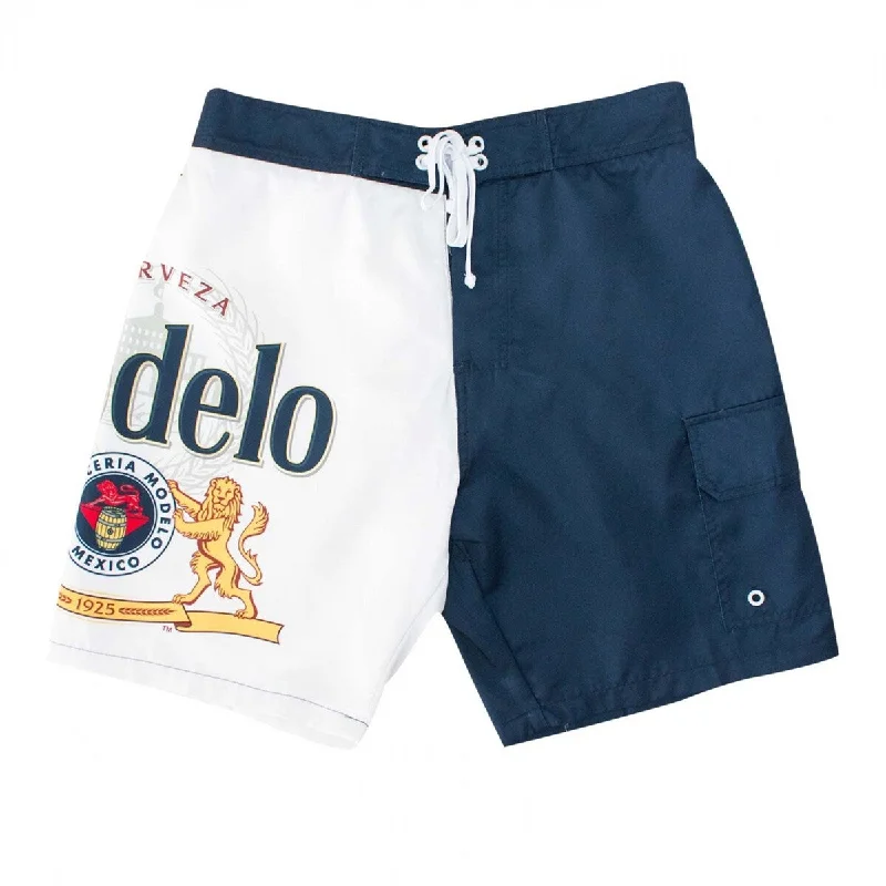 Men’s elastic denim jeans-Modelo Blue And White Split Board Shorts