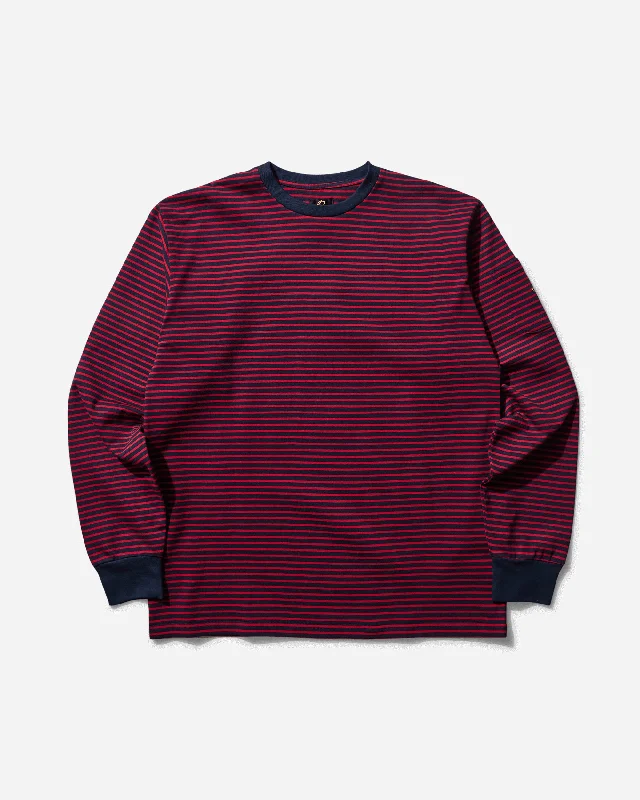 Men’s funky graphic tee-Men's Stripe Crewneck Longsleeve T-Shirt Navy / Red