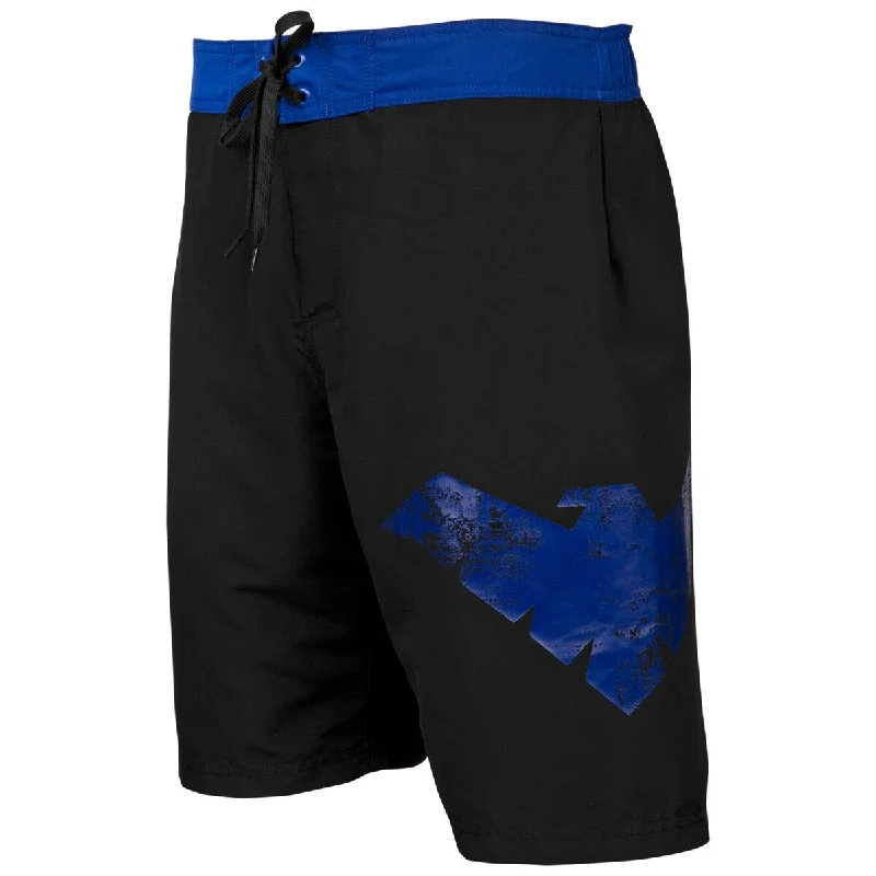 Men’s refined khaki jeans-Nightwing Symbol Heather Black Board Shorts