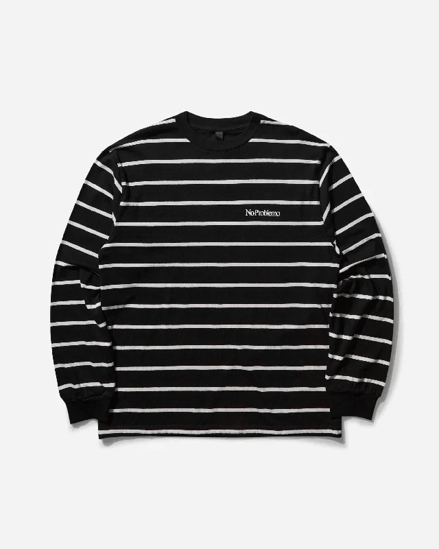 Men’s ventilated short-sleeve top-Men's Mini Problemo Striped Longsleeve T-Shirt Black