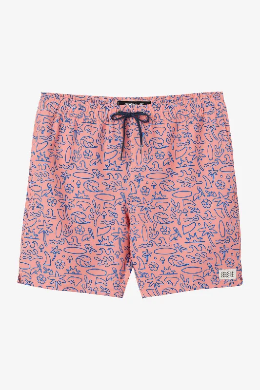 Men’s elastic black pants-O'Neill Hermosa E Waist 17 Boardshorts-Coral 2