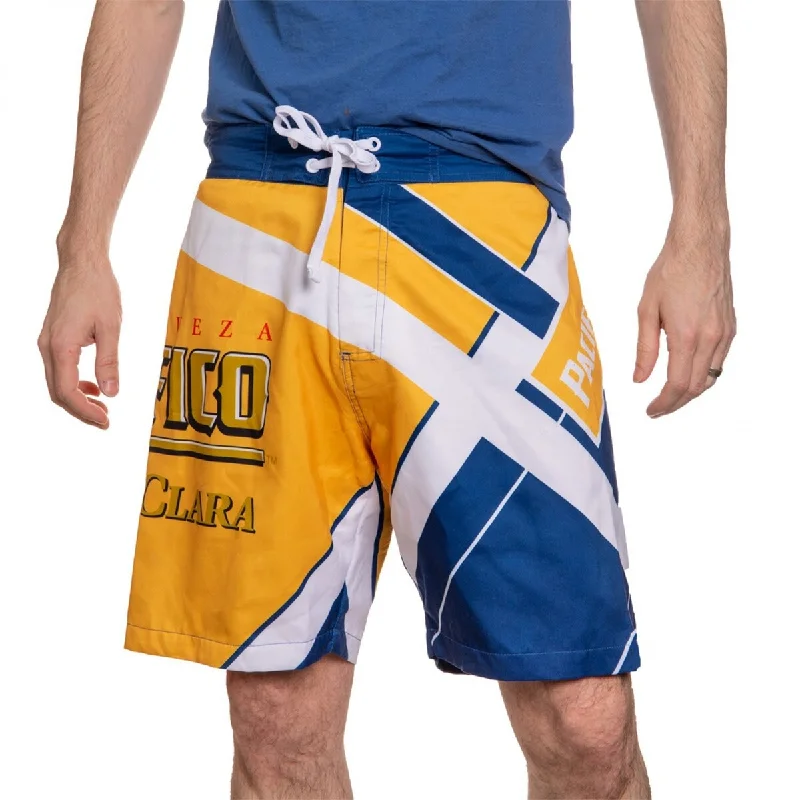 Men’s torn jogger jeans-Pacifico Cerveza Clara Classic Gold Board Shorts