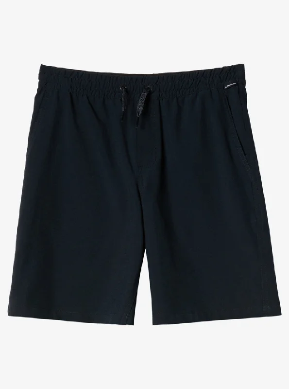 Men’s ventilated straight trousers-Quiksilver Youth Taxer Amphibian 17 Shorts-Black