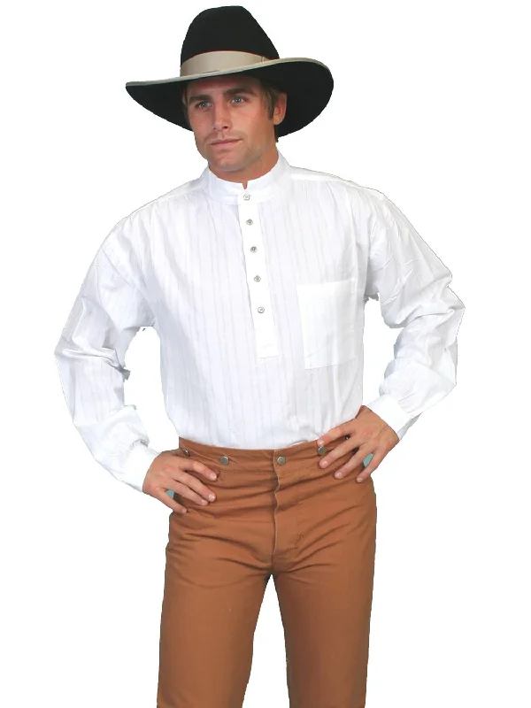 Men’s suave casual top-Scully Rangewear Mens White 100% Cotton L/S Big Full Western Shirt