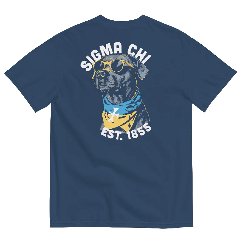 Men’s breezy casual shirt-Drop 001: Sigma Chi Fraternity Dawg T-Shirt by Comfort Colors