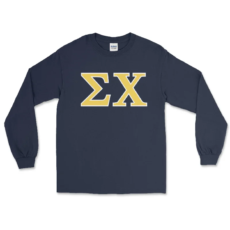 Men’s stylish short-sleeve tee-Sigma Chi Letters Long Sleeve T-Shirt