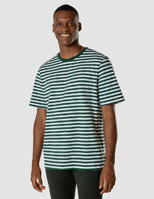 Men’s warm-weather tee-Striped Supima T-shirt Box Fit Forest Green