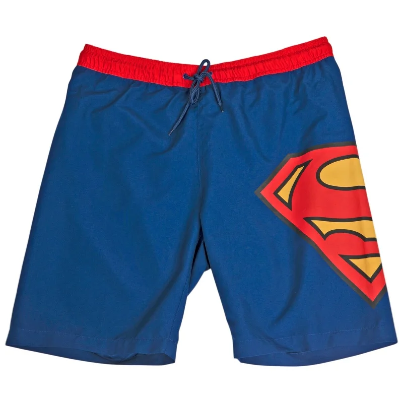 Men’s snug cargo denim-Superman Symbol Blue With Red Waistband Board Shorts