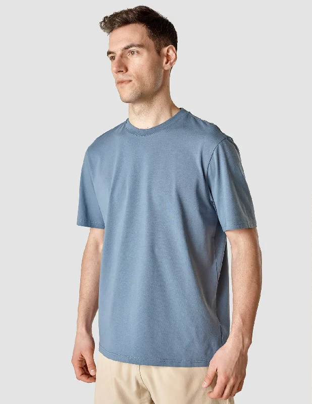 Men’s ventilated short-sleeve top-Supima T-shirt Box Fit Blue Mirage