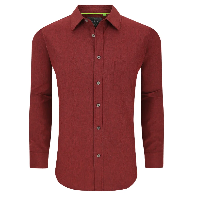 Men’s rich cotton dress top-Tom Baine Slim Fit Performance Long Sleeve Soild Button Down