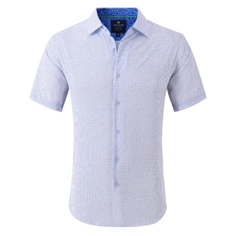 Men’s breezy Oxford shirt-Tom Baine Slim Fit Performance Short Sleeve Geometric Button Down