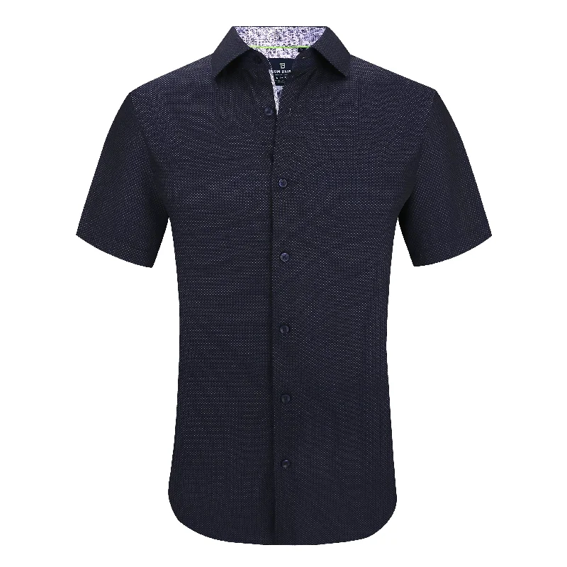 Men’s pure solid top-Tom Baine Slim Fit Short Sleeve Performance Stretch Button Down