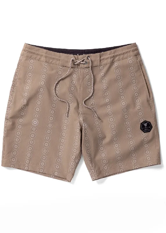 Men’s breezy black trousers-Vissla Solar Spirals 17.5" Boardshorts-Dark Khaki