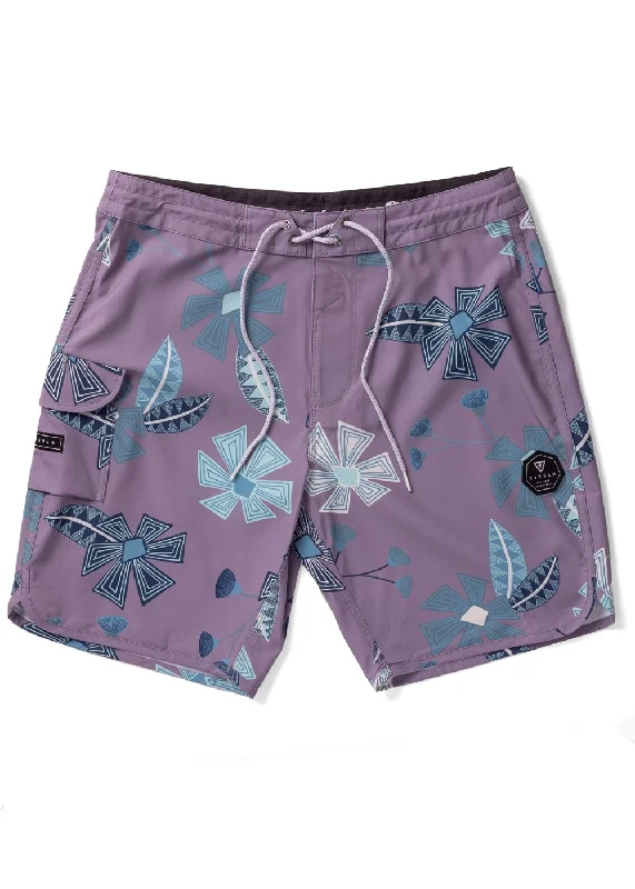 Men’s rich denim trousers-Vissla Tribal Tropics 18.5" Boardshorts-Dusty Lilac