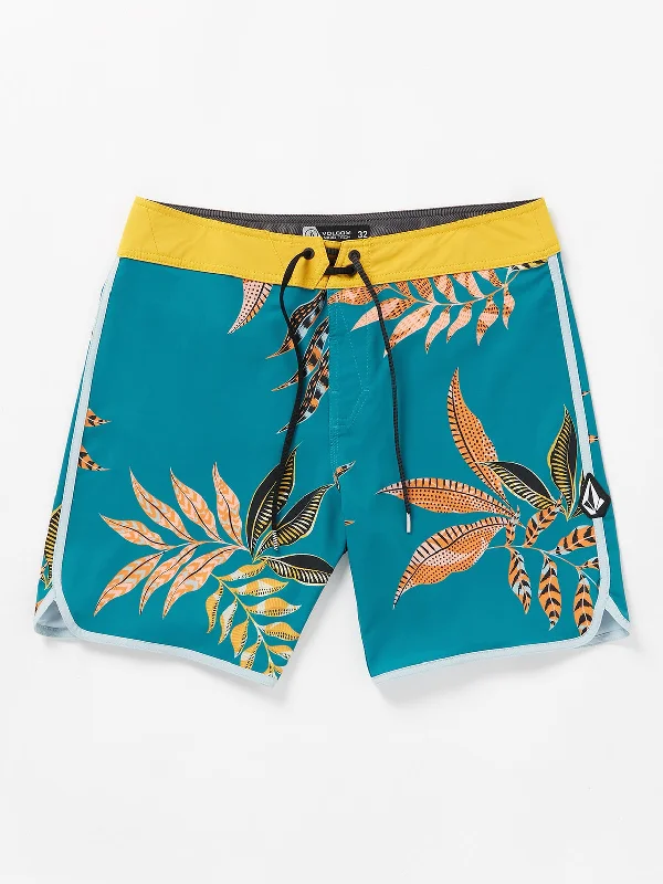 Men’s elastic jogger denim-Volcom Lido Print Scallop Mod 19 Boardshorts-Ocean Teal