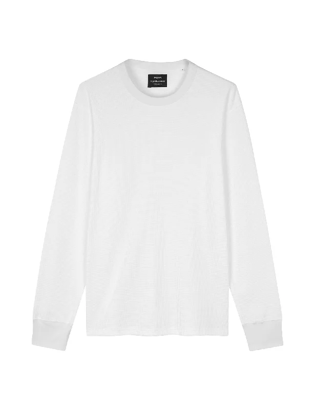 Men’s green-friendly shirt-Waffle Laust Tee LS, White