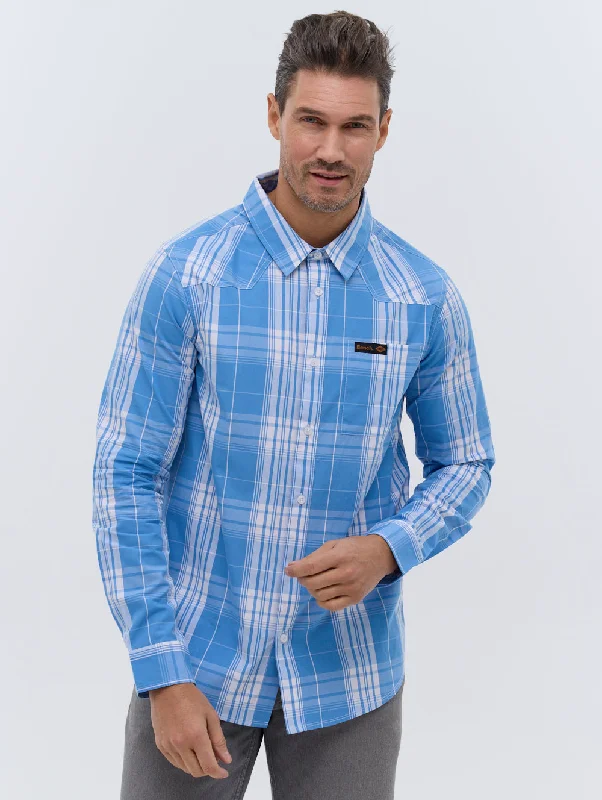 Men’s suave linen shirt-Zimma Long Sleeve Check Shirt