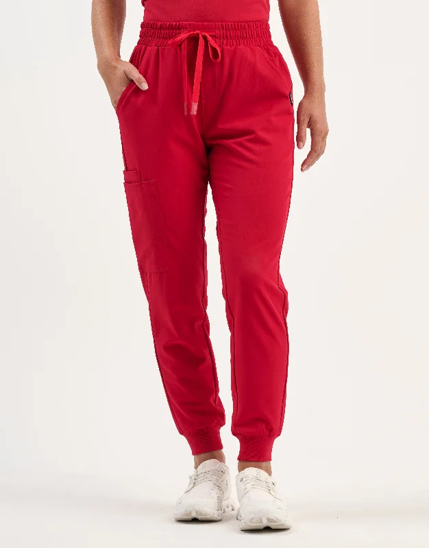 Men’s snug khaki pants-Aspire Jogger Scrub Pants - Cherry Red