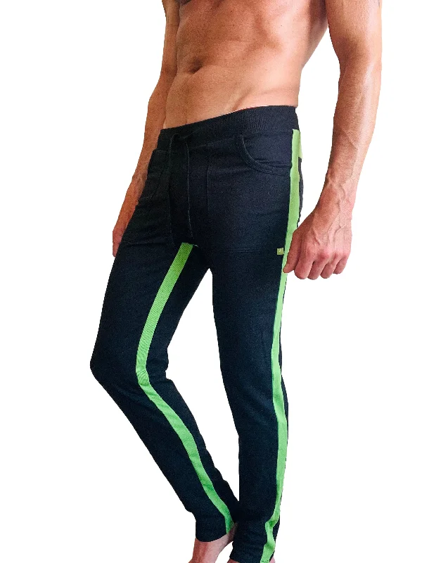 Men’s relaxed straight denim-Eco-Track & Yoga Sweat Pant (Black w/Bamboo Green)