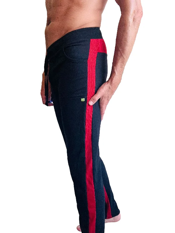 Men’s sturdy denim jeans-Eco-Track & Yoga Sweat Pant (Black w/Cinnabar)