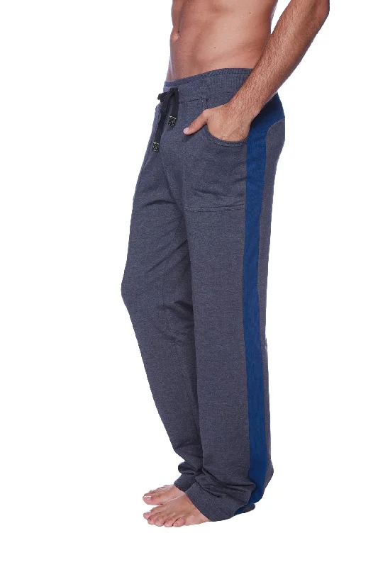 Men’s tight black pants-Eco-Track & Yoga Sweat Pant (Charcoal w/Royal Blue)