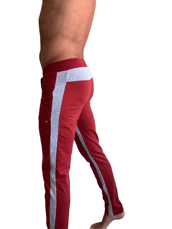 Men’s snug jogger trousers-Eco-Track & Yoga Sweat Pant (Cinnabar Red w/Grey)