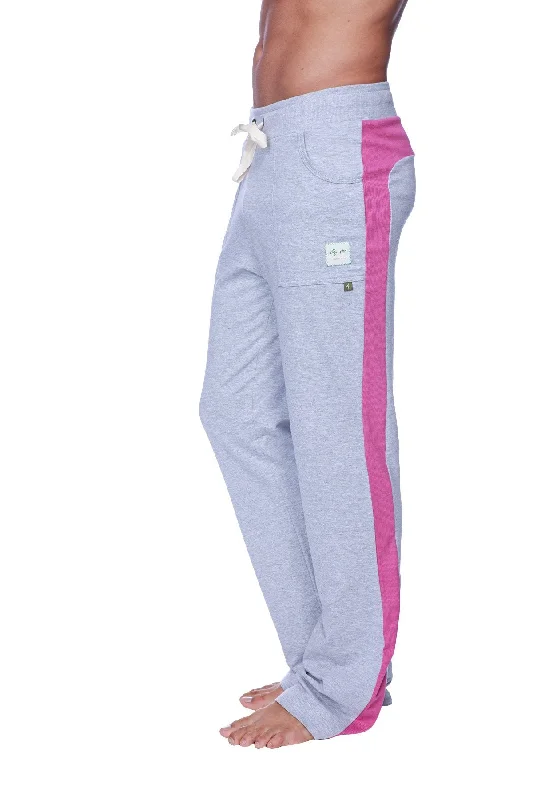 Men’s sturdy denim jeans-Eco-Track & Yoga Sweat Pant (Heather Grey w/Berry)