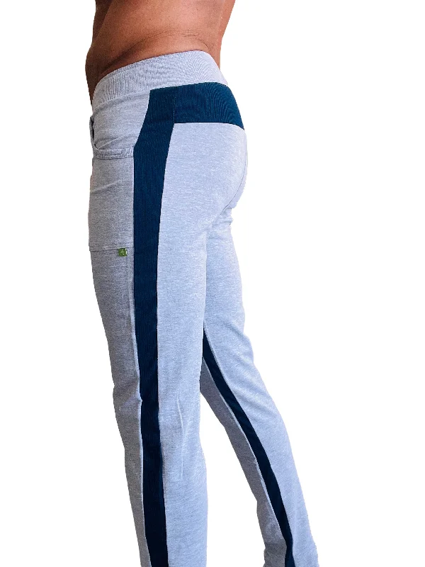 Men’s elastic denim jeans-Eco-Track & Yoga Sweat Pant (Heather Grey w/Blue)