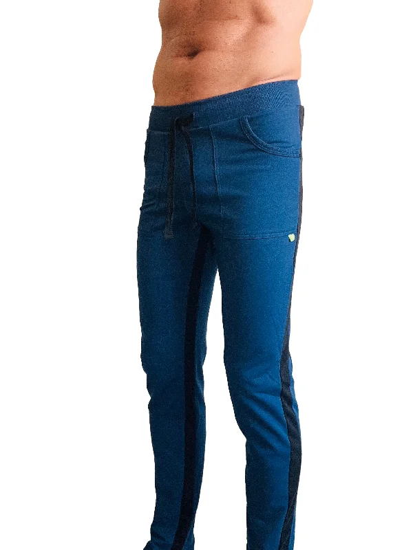 Men’s crisp black jeans-Eco-Track & Yoga Sweat Pant (Royal Blue w/Black)