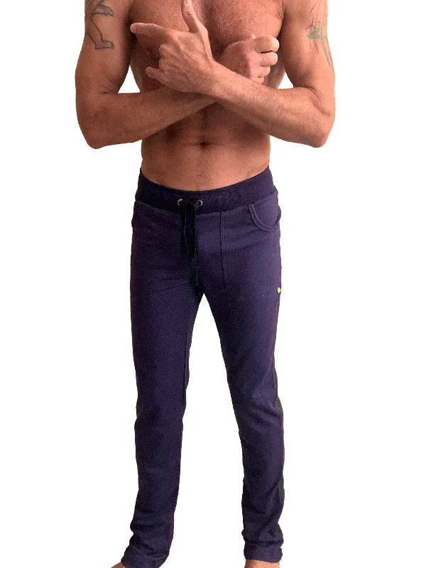 Men’s worn straight jeans-Eco-Track & Yoga Sweat Pant (Eggplant w/Charcoal)