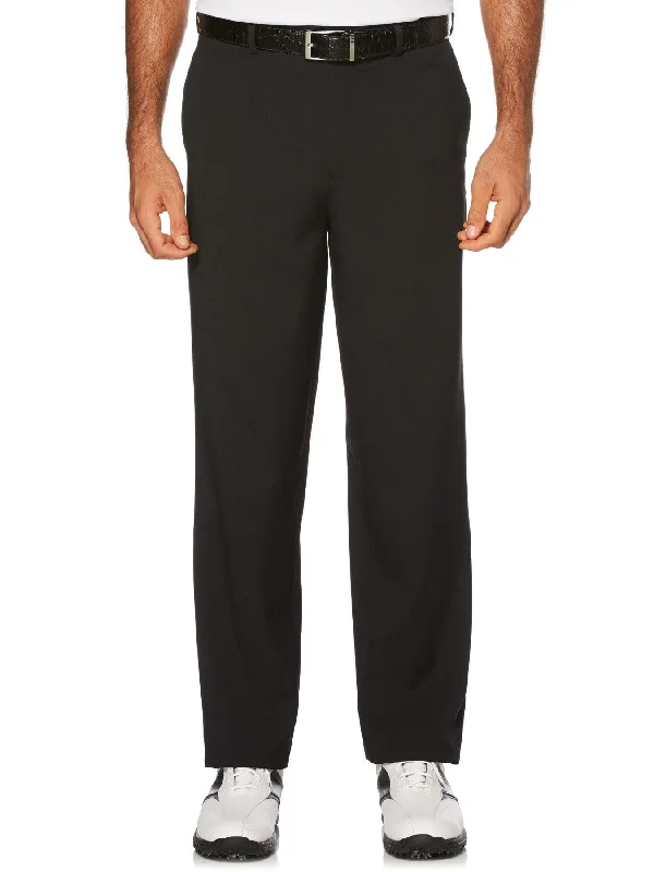 Men’s crisp chino trousers-Men's Flat Front Expandable Waistband Pant - Black